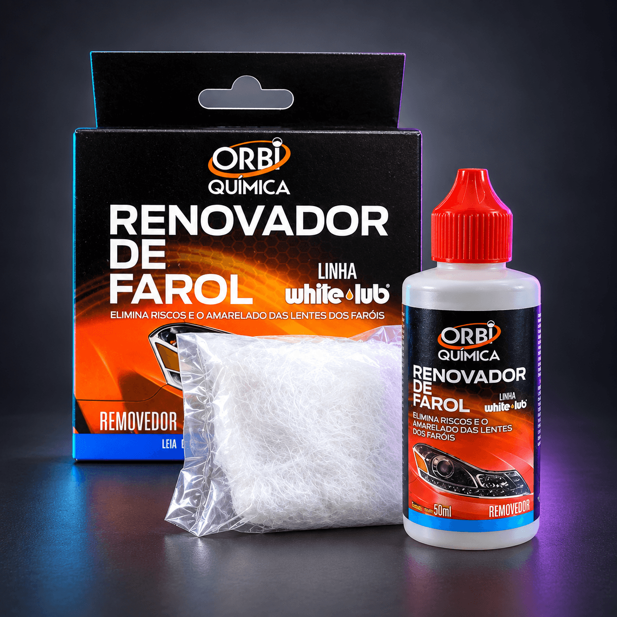Kit Orbi de restauração de faróis com estopa